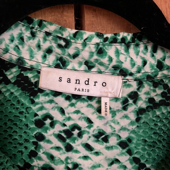 Silk green python button down blouse - Picture 2 of 5